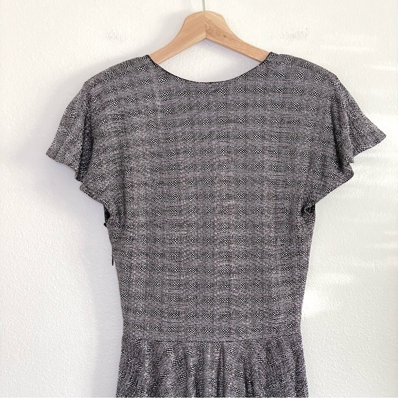 Alexis Skyla Metallic Flutter Sleeve V Neck Mini Skater Dress Silver Small - Picture 6 of 13